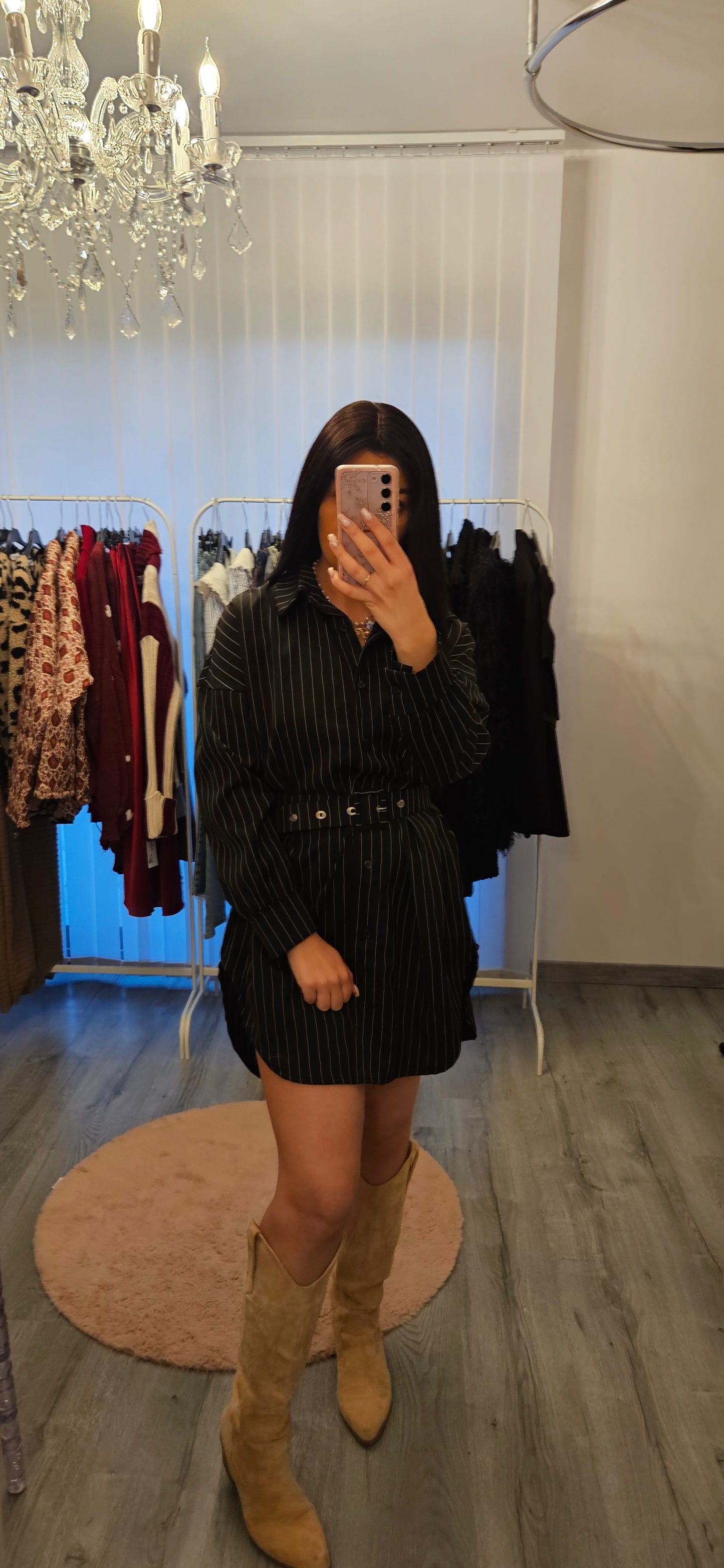 Chemise Longue Rayée Femme – Coupe longue & élégante