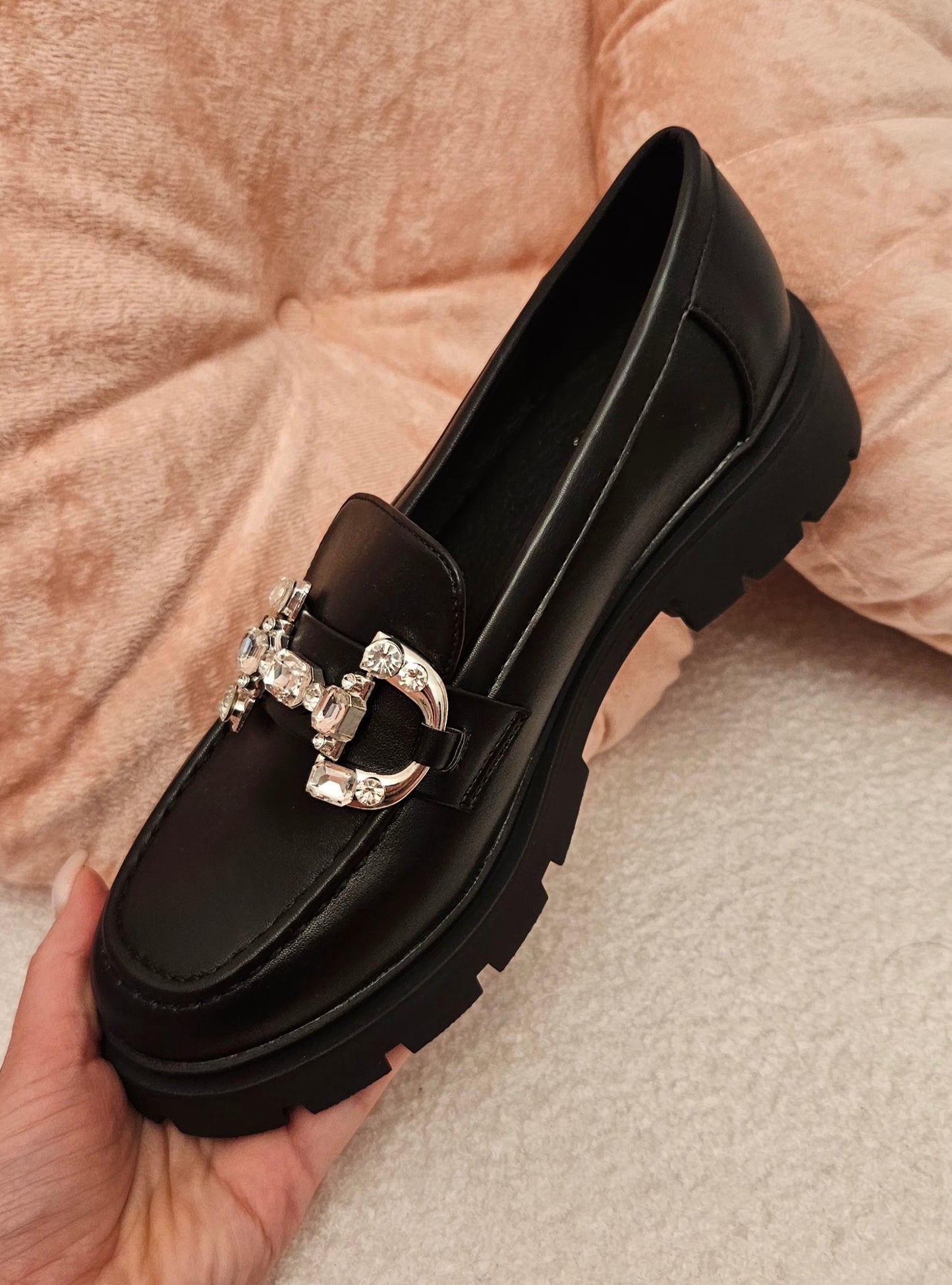 Mocassins Femme – Chaussures noires finition brillante