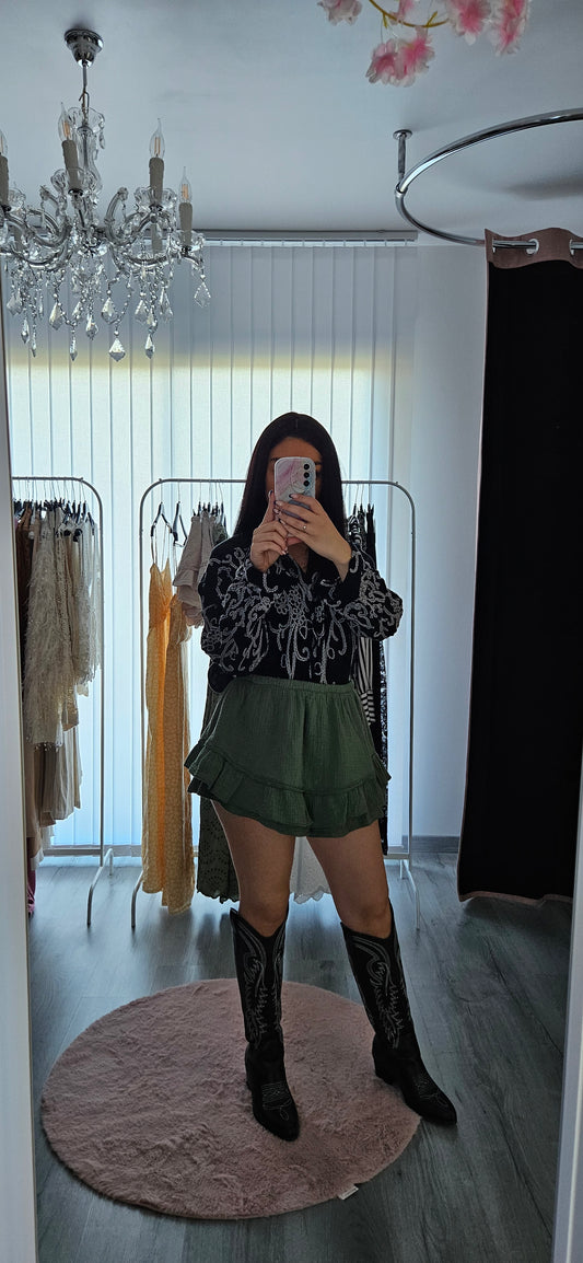 Jupe-short Dita Femme – Kaki & Beige, Taille Unique